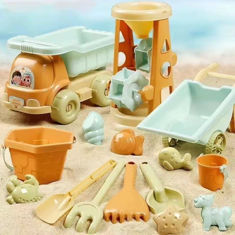 Children'S Outdoor Beach Toys Fun Shovel Mold Beach Bucket Set Storage Sand Digging Tool Bucket - FLUFFI