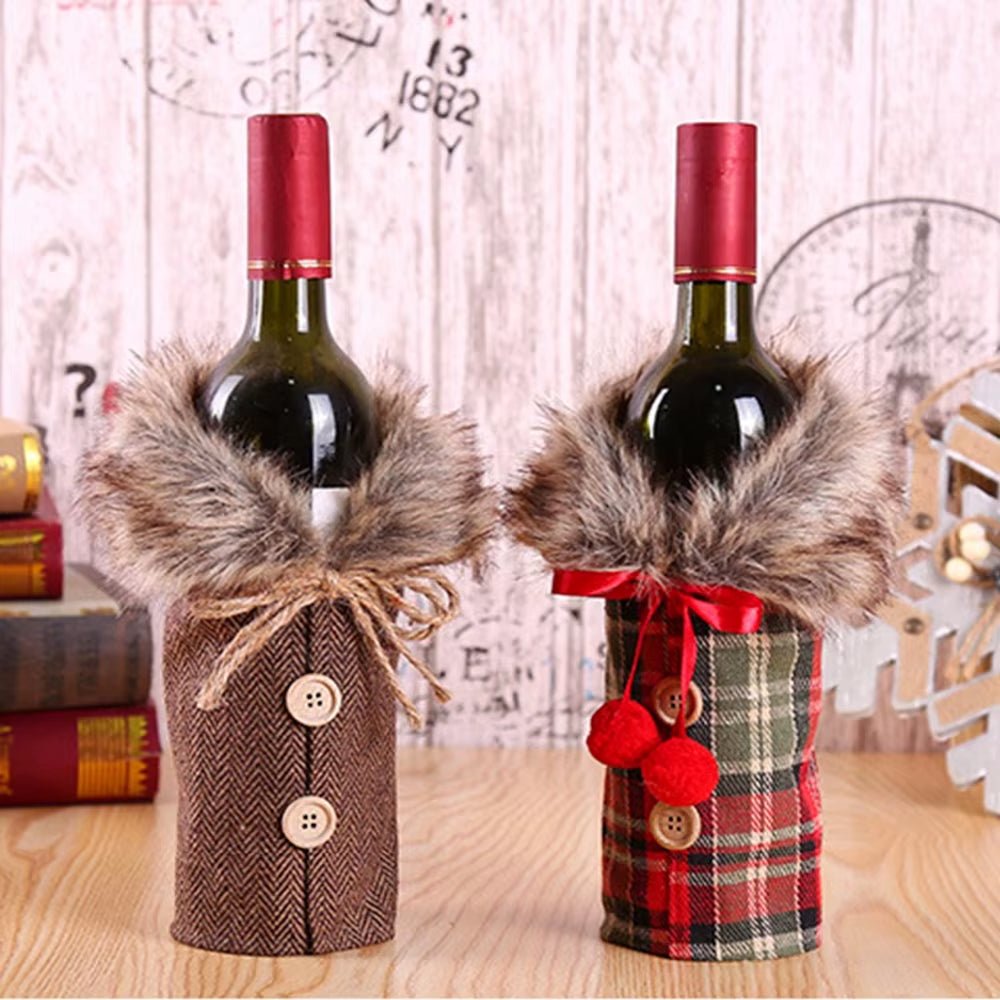 Christmas Wine Bottle Cover Merry Christmas Decorations for Home 2025 Xmas Ornaments Gift Navidad Noel Natal Happy New Year 2025 - FLUFFI