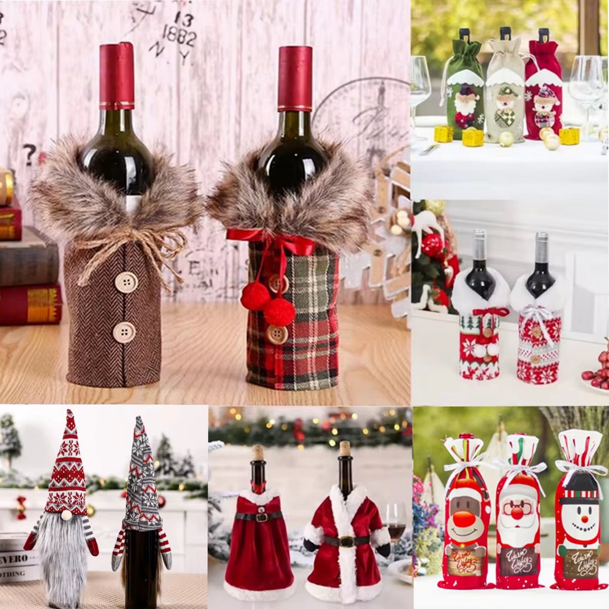 Christmas Wine Bottle Cover Merry Christmas Decorations for Home 2025 Xmas Ornaments Gift Navidad Noel Natal Happy New Year 2025 - FLUFFI