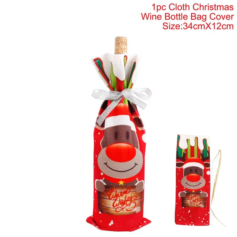 Christmas Wine Bottle Cover Merry Christmas Decorations for Home 2025 Xmas Ornaments Gift Navidad Noel Natal Happy New Year 2025 - FLUFFI