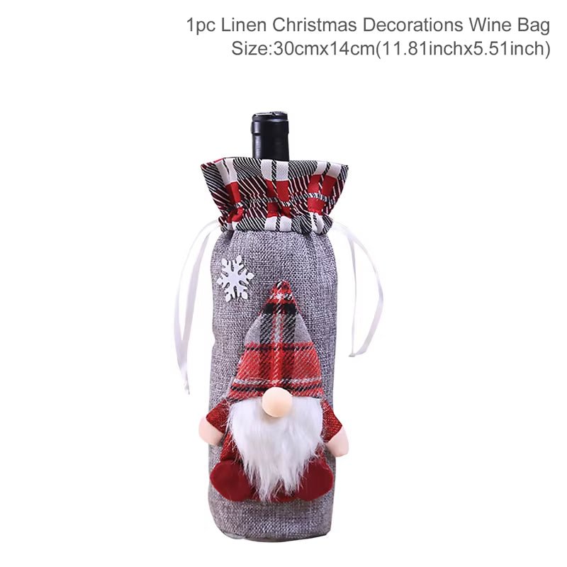 Christmas Wine Bottle Cover Merry Christmas Decorations for Home 2025 Xmas Ornaments Gift Navidad Noel Natal Happy New Year 2025 - FLUFFI