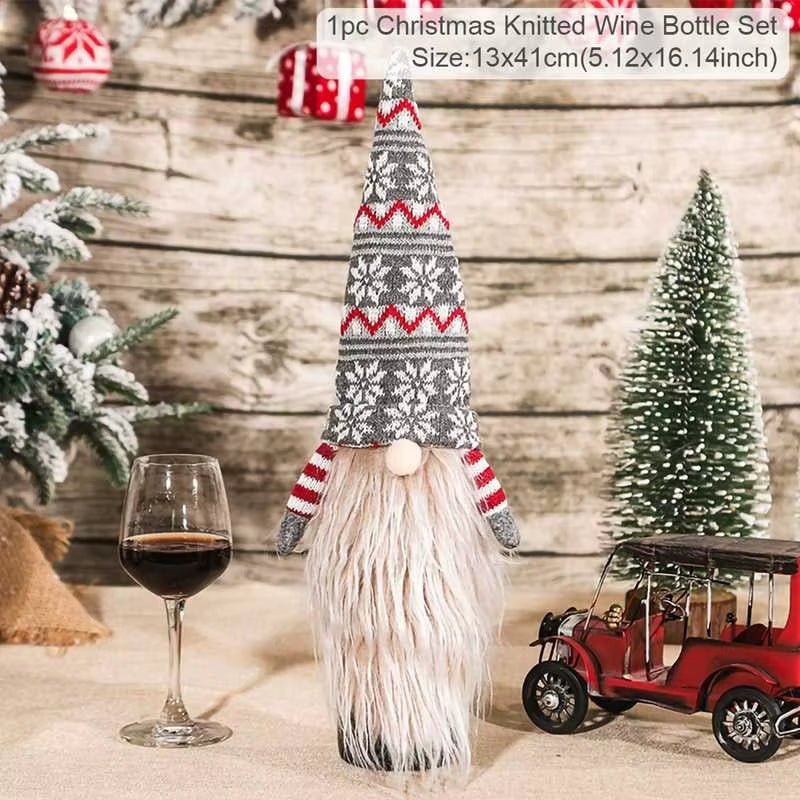 Christmas Wine Bottle Cover Merry Christmas Decorations for Home 2025 Xmas Ornaments Gift Navidad Noel Natal Happy New Year 2025 - FLUFFI