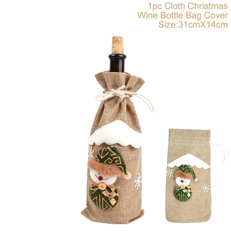 Christmas Wine Bottle Cover Merry Christmas Decorations for Home 2025 Xmas Ornaments Gift Navidad Noel Natal Happy New Year 2025 - FLUFFI