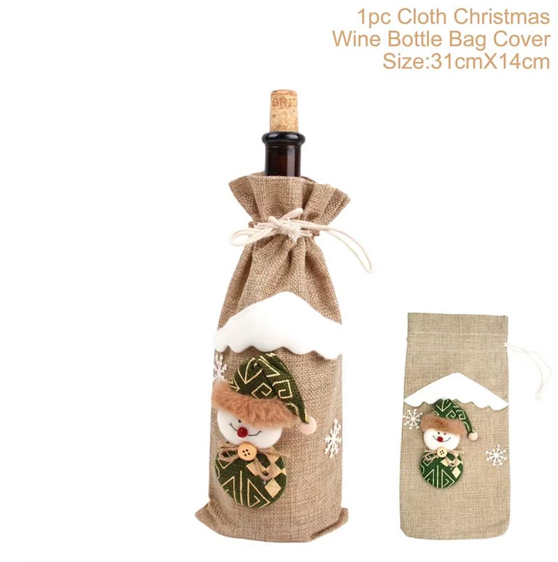 Christmas Wine Bottle Cover Merry Christmas Decorations for Home 2025 Xmas Ornaments Gift Navidad Noel Natal Happy New Year 2025 - FLUFFI