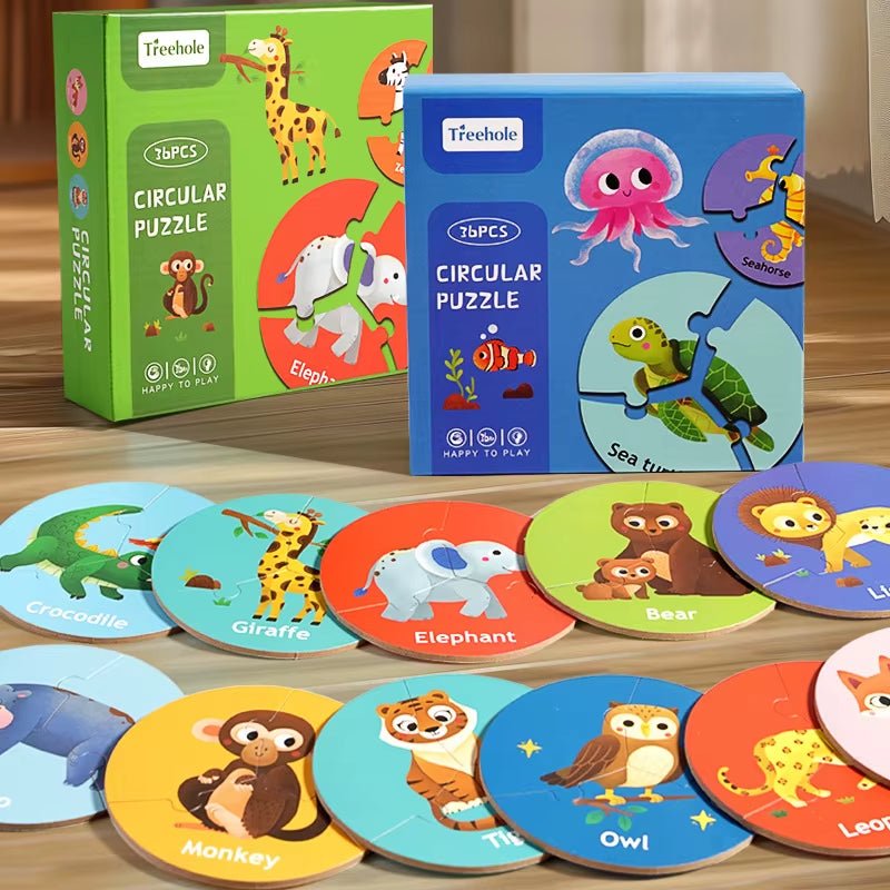 Circular Puzzle, Early Educational Animal Pairing Puzzle, Interactive Focus Logic Training, Board Game - FLUFFI