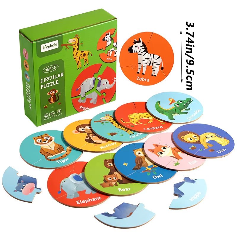 Circular Puzzle, Early Educational Animal Pairing Puzzle, Interactive Focus Logic Training, Board Game - FLUFFI