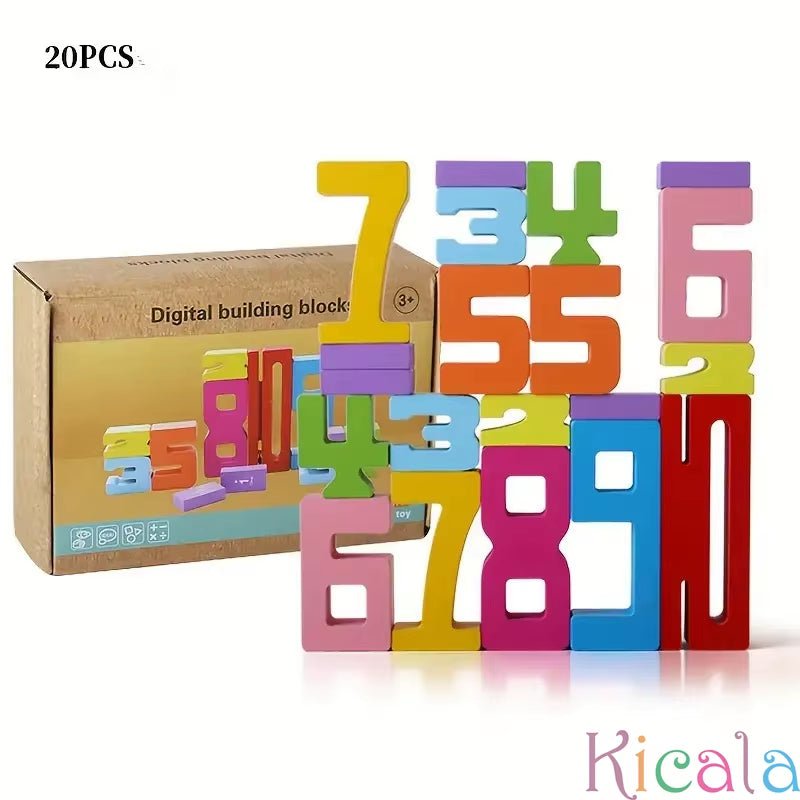 Colorful Building Blocks Wooden Toys Stacking Games Montessori Children'S Digital Cognitive Enlightenment Teaching Aids - FLUFFI