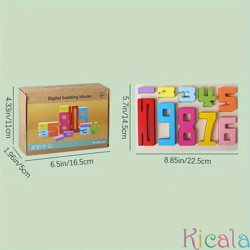 Colorful Building Blocks Wooden Toys Stacking Games Montessori Children'S Digital Cognitive Enlightenment Teaching Aids - FLUFFI