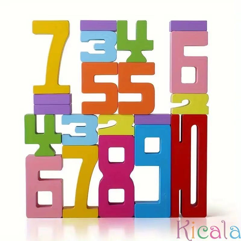 Colorful Building Blocks Wooden Toys Stacking Games Montessori Children'S Digital Cognitive Enlightenment Teaching Aids - FLUFFI