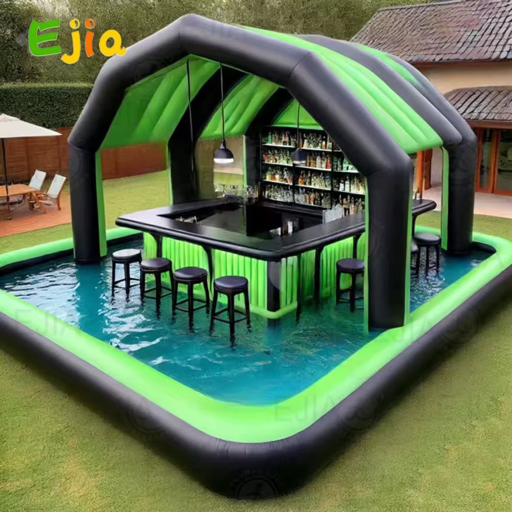 Commercial Awesome Inflatable Pool Bar Inflatable Pub House Water Blow up Pool Bar for Adult Kids Party Event Backyard 20*20Ft - FLUFFI