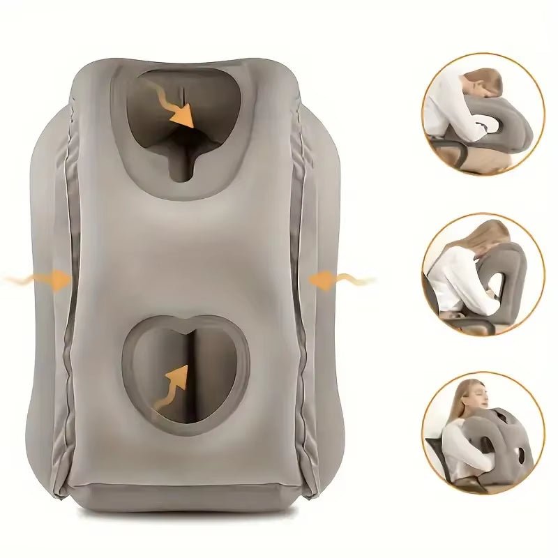 Compact Inflatable Neck Pillow, with Ergonomic Head Support and a Quick - Inflating Valve, Ideal for Flights, Car Rides - FLUFFI