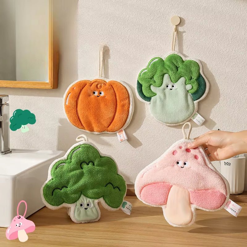 Coral Fleece Hand Towel Cute Cartoon Plush Lanyard Multi - Functional Absorbent Towels Wipe Handkerchief Rag Cleaning Cloth - FLUFFI