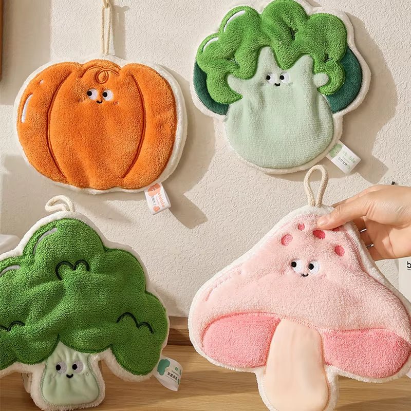 Coral Fleece Hand Towel Cute Cartoon Plush Lanyard Multi - Functional Absorbent Towels Wipe Handkerchief Rag Cleaning Cloth - FLUFFI