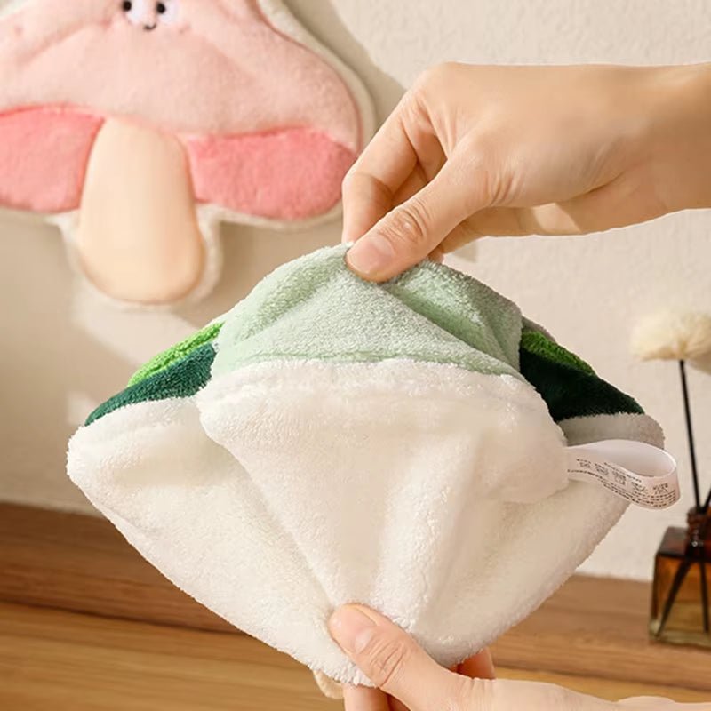Coral Fleece Hand Towel Cute Cartoon Plush Lanyard Multi - Functional Absorbent Towels Wipe Handkerchief Rag Cleaning Cloth - FLUFFI