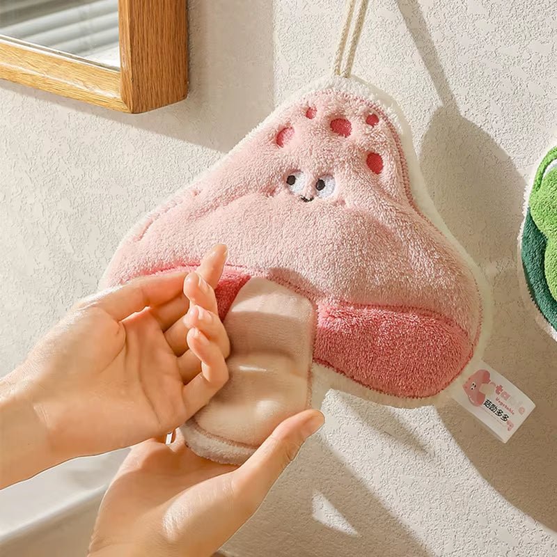 Coral Fleece Hand Towel Cute Cartoon Plush Lanyard Multi - Functional Absorbent Towels Wipe Handkerchief Rag Cleaning Cloth - FLUFFI