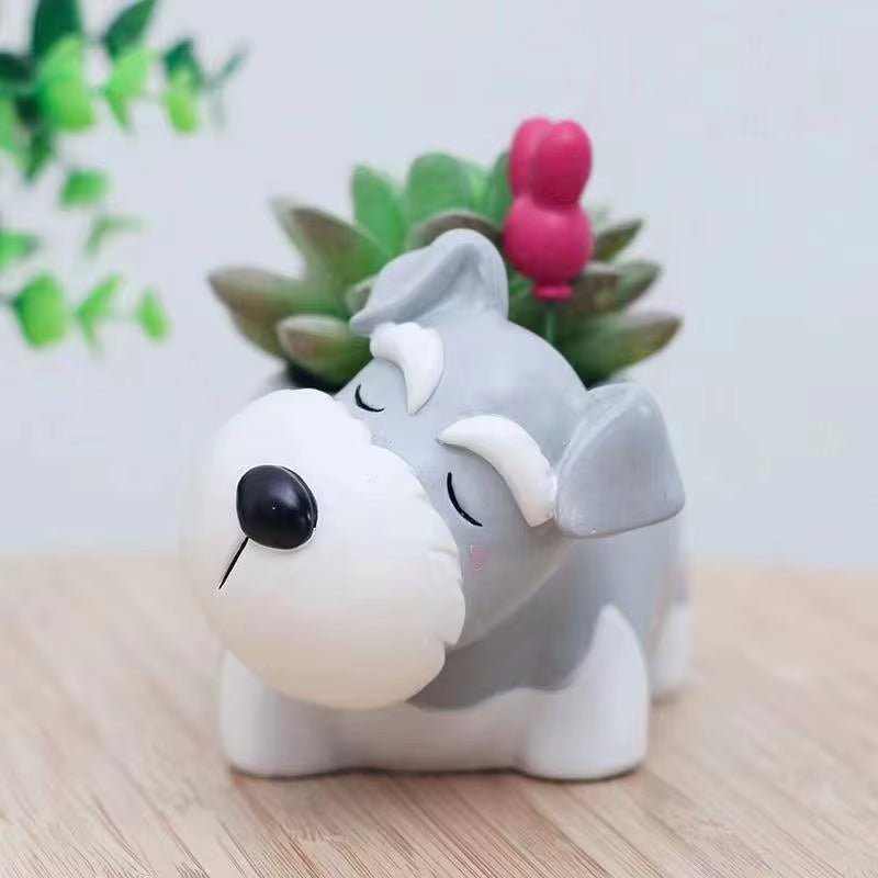Creative Schnauzer Gift Dog Planter Succulent Plant Pot Cute Pots for Plants Cactus Garden Home Office Decoration for Dog Lovers - FLUFFI