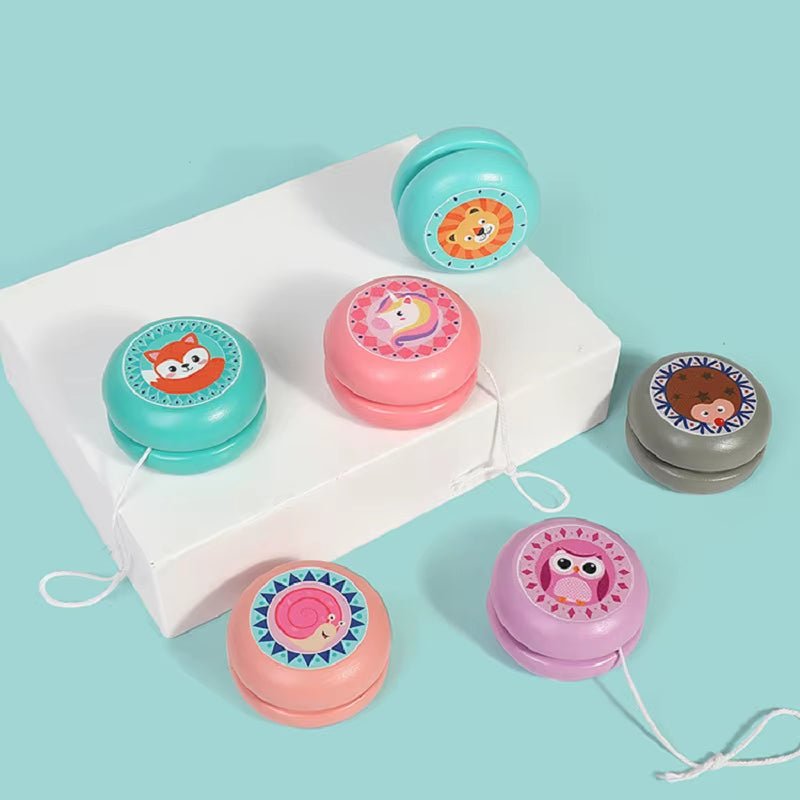 Cute Animal Print Wooden Yoyo Toys Ladybug Toy Kids Yo - Yo Creative Cartoon Unicorn Yo Yo Toys for Children 6Cm Wooden Yo Yo Ball - FLUFFI
