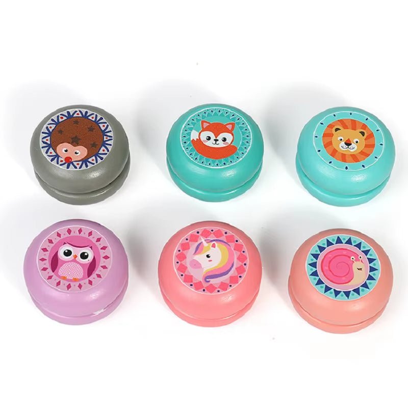Cute Animal Print Wooden Yoyo Toys Ladybug Toy Kids Yo - Yo Creative Cartoon Unicorn Yo Yo Toys for Children 6Cm Wooden Yo Yo Ball - FLUFFI