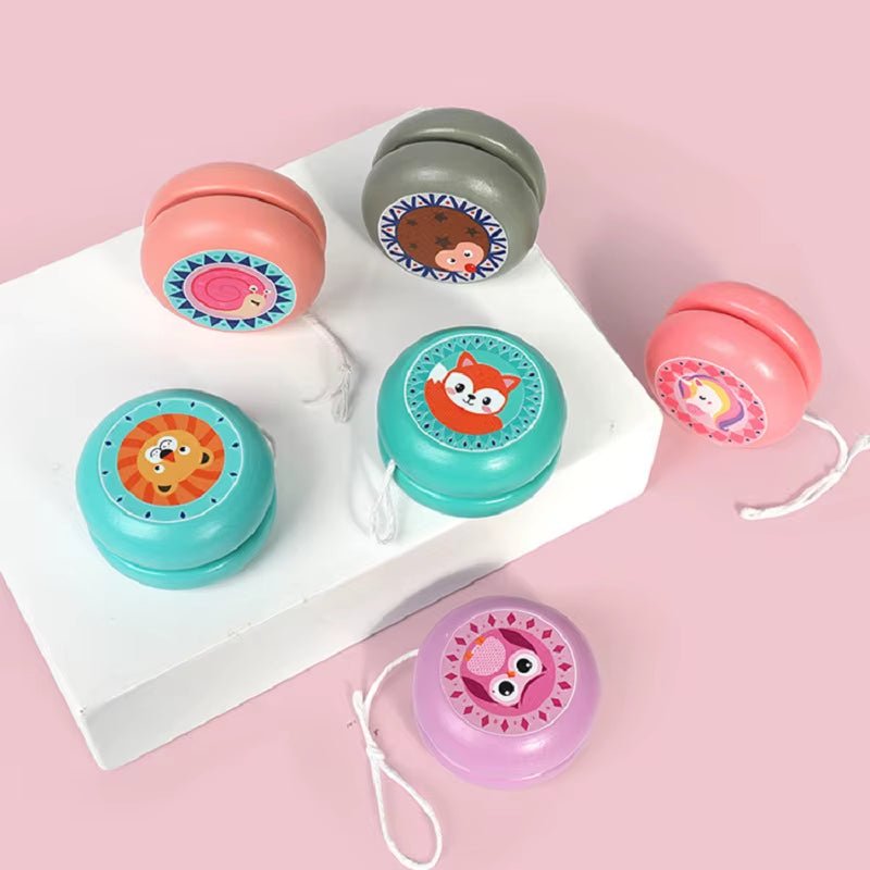 Cute Animal Print Wooden Yoyo Toys Ladybug Toy Kids Yo - Yo Creative Cartoon Unicorn Yo Yo Toys for Children 6Cm Wooden Yo Yo Ball - FLUFFI