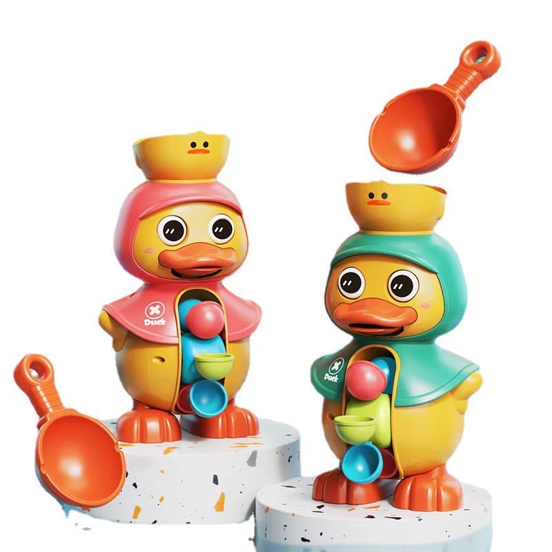 Cute Duck - Bathtub Toys - Toddlers 1 - 4 - Rotating Water Wheels - FLUFFI