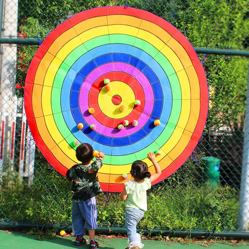 Dartboard Game Set round Cloth Dart Board Outdoor Hrowing Sticky Ball Target Toy with 20 Balls for Parent - Child Interaction Game - FLUFFI
