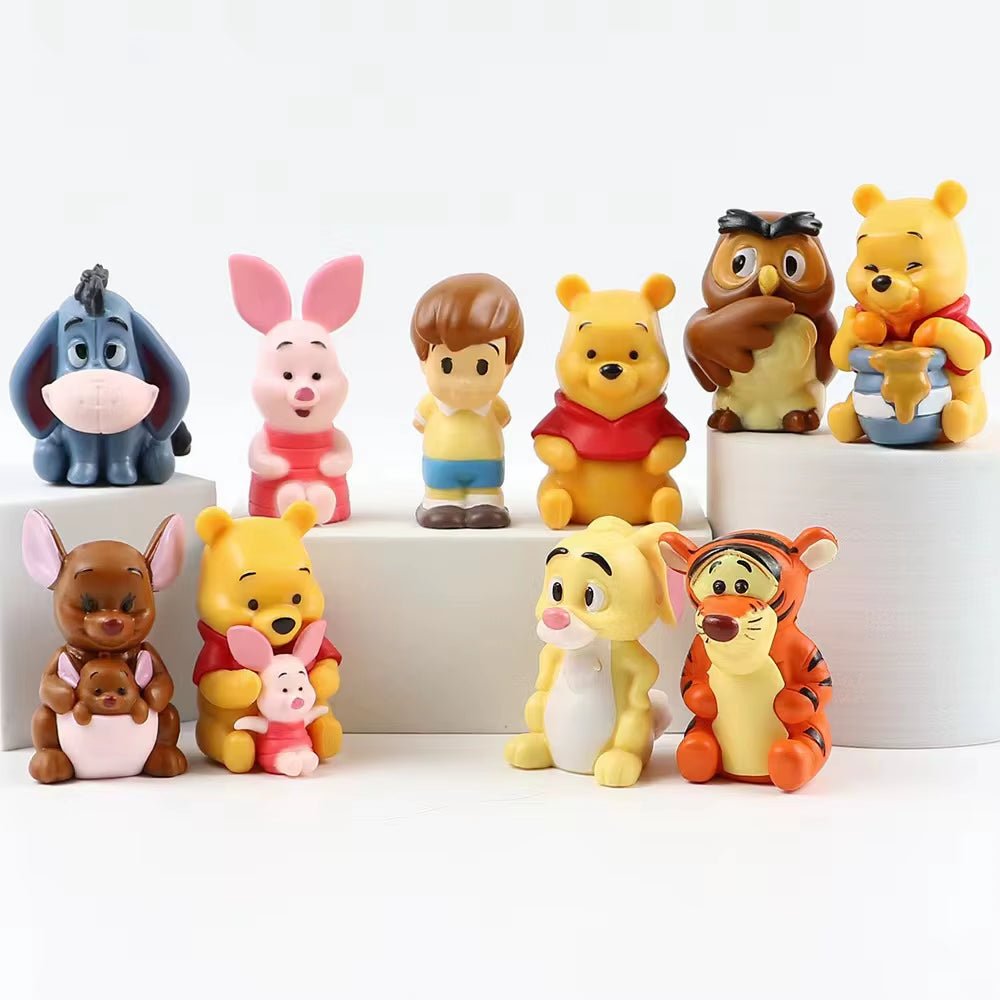Disney 10Pcs/Set Anime Figure Winnie the Pooh Tigger Eeyore Owl Piglet Birthday Girl Boys Collectible Figurines Cake Decoration - FLUFFI