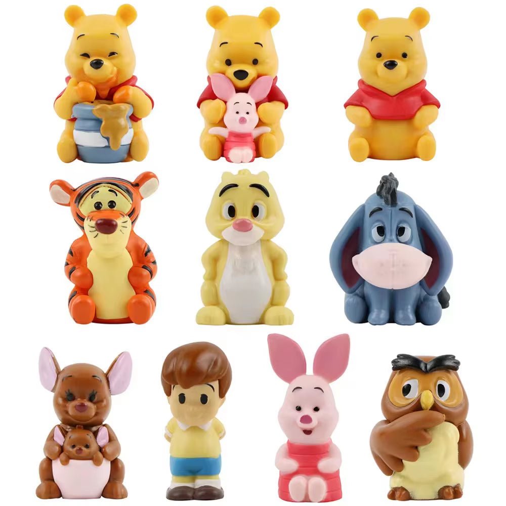 Disney 10Pcs/Set Anime Figure Winnie the Pooh Tigger Eeyore Owl Piglet Birthday Girl Boys Collectible Figurines Cake Decoration - FLUFFI