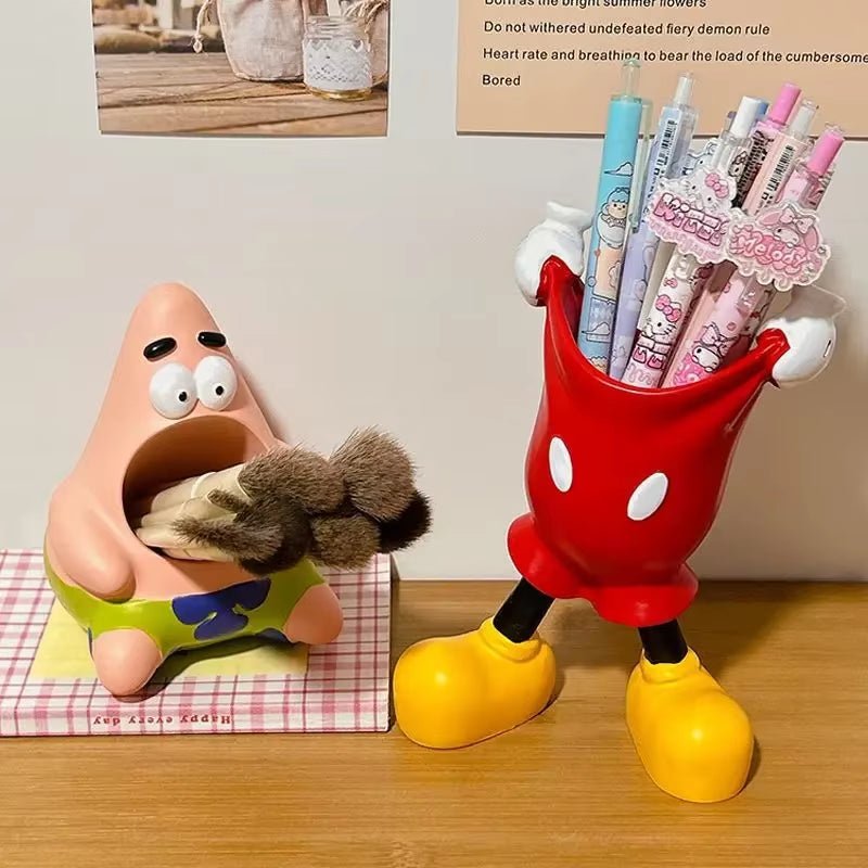 Disney Mickey Pen Container Phone Holder Cartoon Figure Makeup Brush Pencil Stationery - FLUFFI