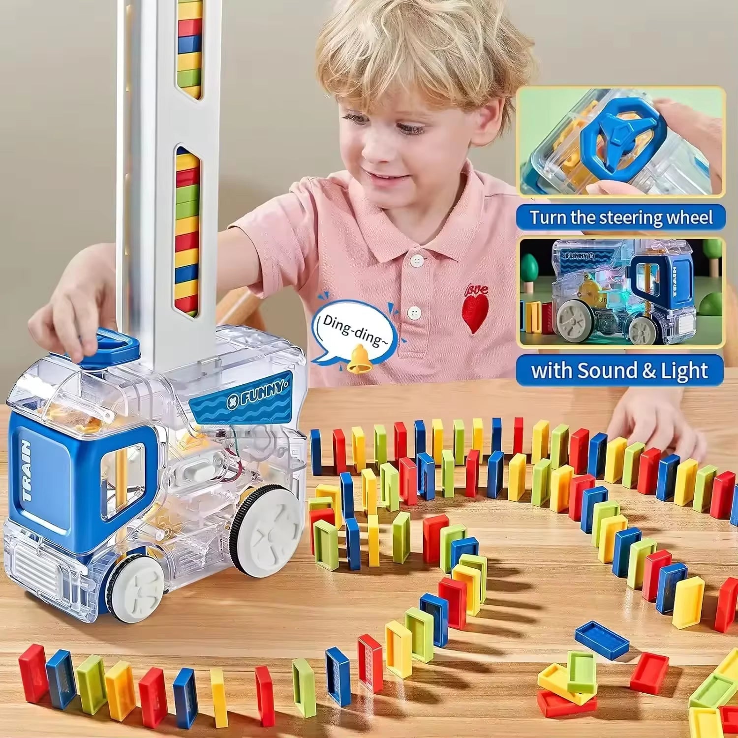 Domino Train - Automatic Laying Dominoes - Set Brick Blocks Kits - FLUFFI