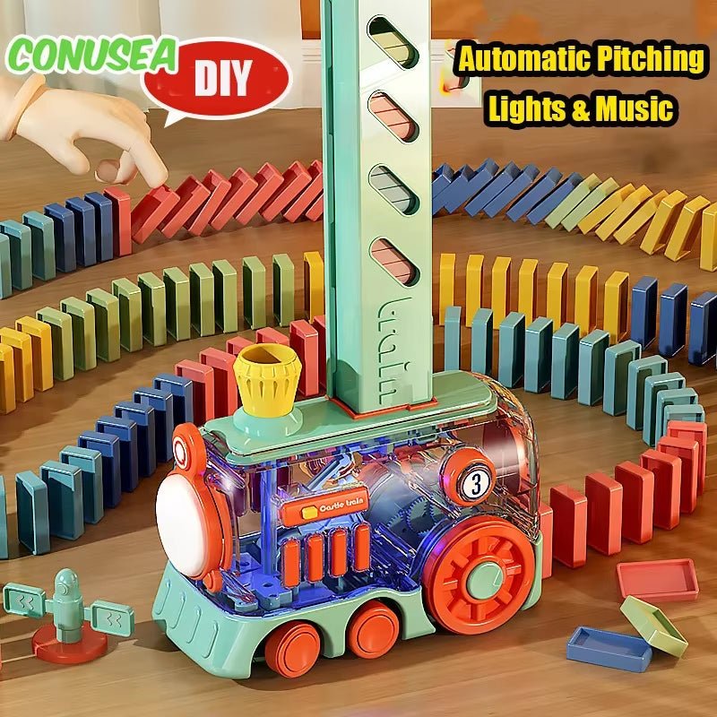 Domino Train - Automatic Laying Dominoes - Set Brick Blocks Kits - FLUFFI