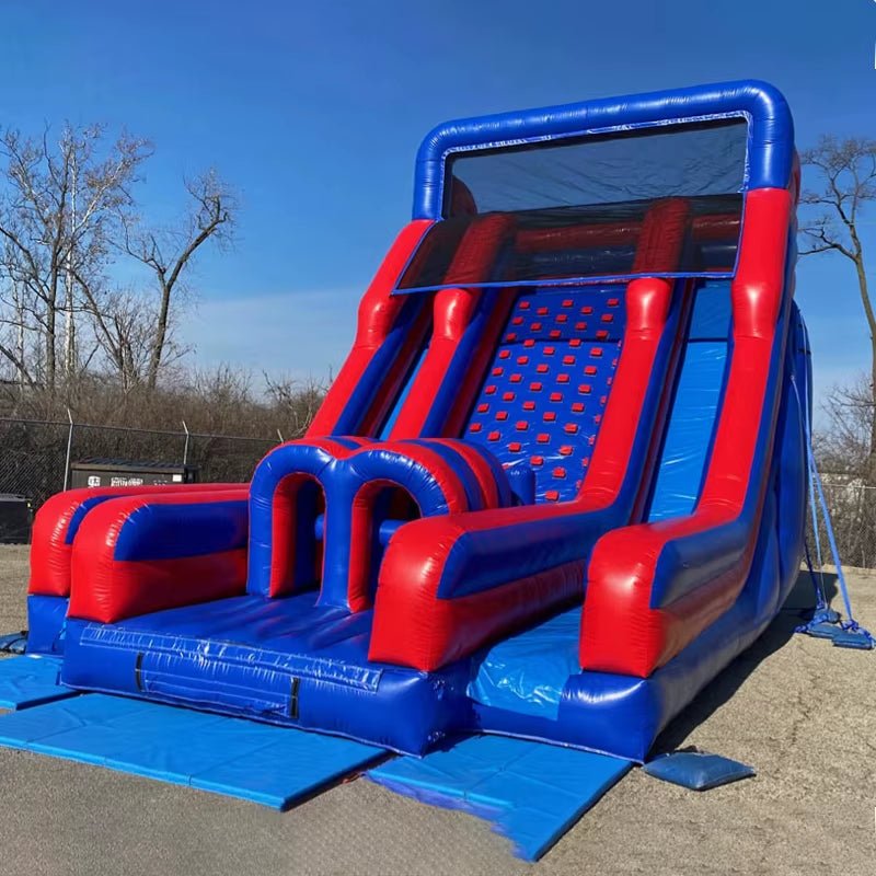 Double - Sided Large Slide | + Rock Climbing | Outdoor Inflatable - FLUFFI