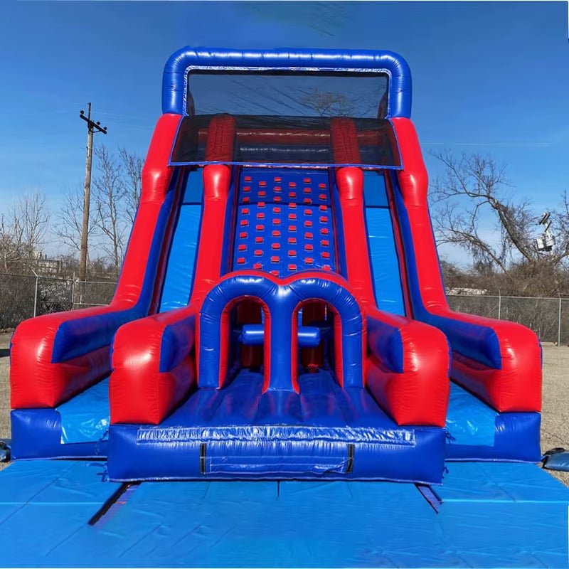 Double - Sided Large Slide | + Rock Climbing | Outdoor Inflatable - FLUFFI