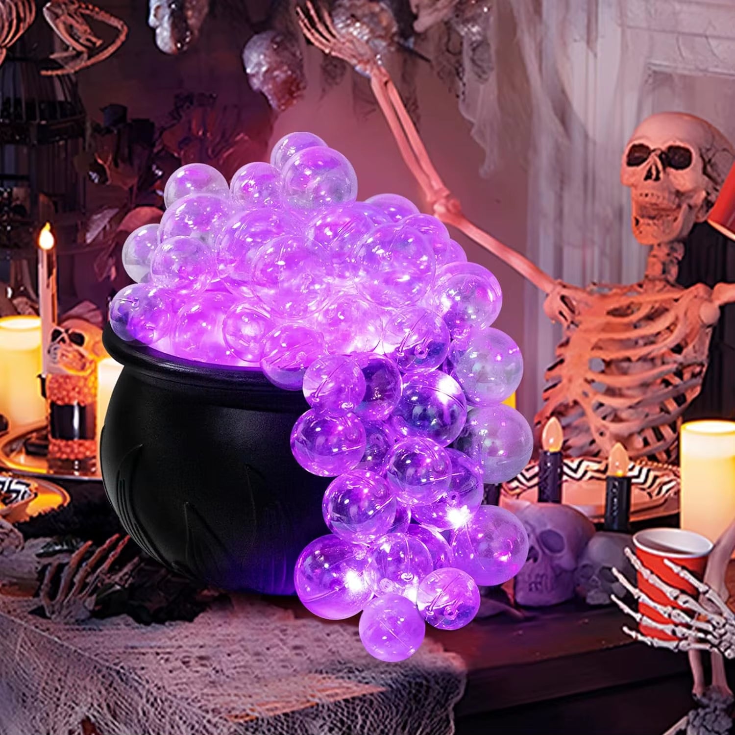 DIY Bubbling Cauldron Set Halloween Decorations Indoor ,Black Plastic Bowl Decoration for Home Kitchen Room Party Table
