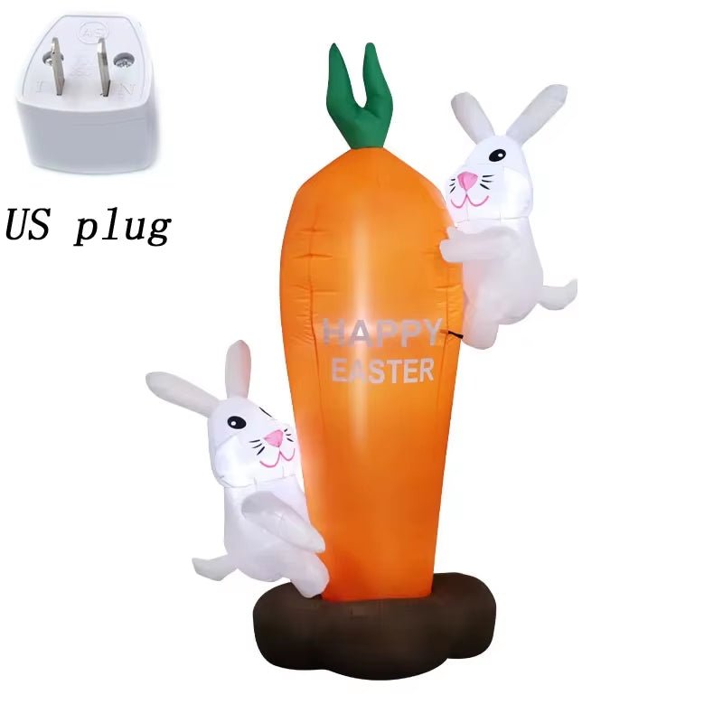 Easter Inflatables Decoration 6 FT Inflatable Easter Carrot & Bunny with Build - In LED Light for Easter Party Indoor Outdoor Toys - FLUFFI