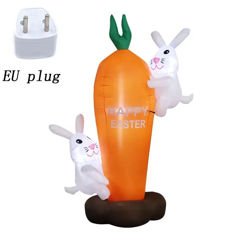Easter Inflatables Decoration 6 FT Inflatable Easter Carrot & Bunny with Build - In LED Light for Easter Party Indoor Outdoor Toys - FLUFFI