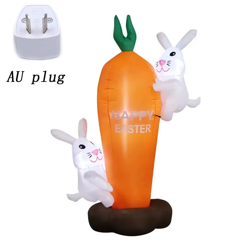 Easter Inflatables Decoration 6 FT Inflatable Easter Carrot & Bunny with Build - In LED Light for Easter Party Indoor Outdoor Toys - FLUFFI