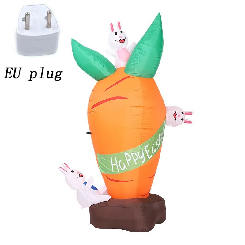 Easter Inflatables Decoration 6 FT Inflatable Easter Carrot & Bunny with Build - In LED Light for Easter Party Indoor Outdoor Toys - FLUFFI