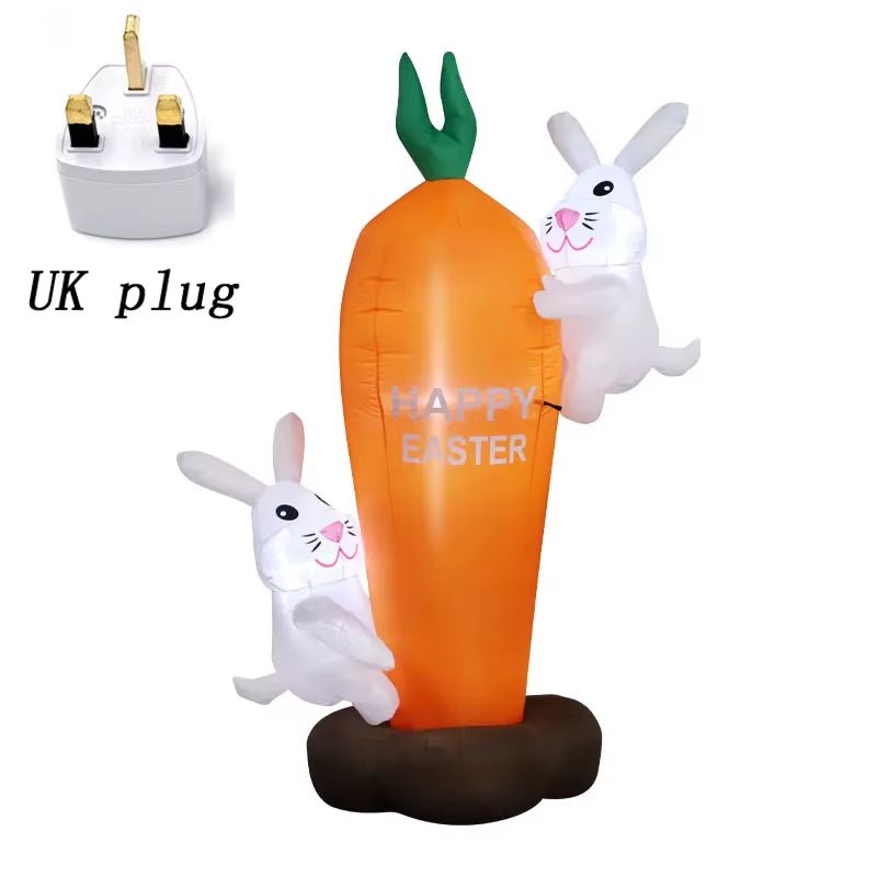 Easter Inflatables Decoration 6 FT Inflatable Easter Carrot & Bunny with Build - In LED Light for Easter Party Indoor Outdoor Toys - FLUFFI