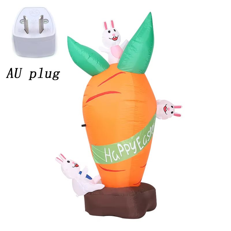 Easter Inflatables Decoration 6 FT Inflatable Easter Carrot & Bunny with Build - In LED Light for Easter Party Indoor Outdoor Toys - FLUFFI
