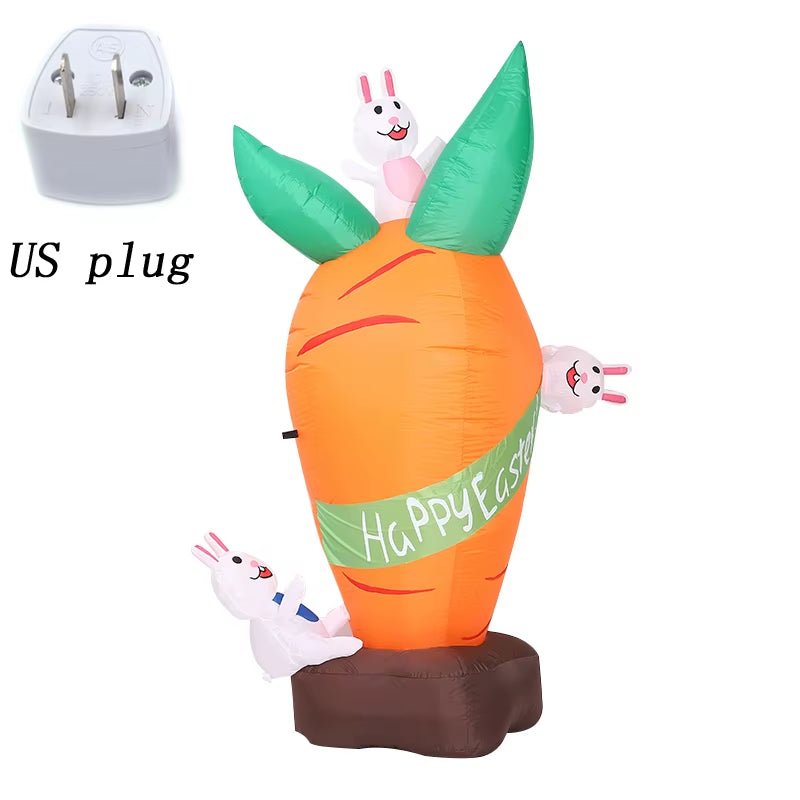Easter Inflatables Decoration 6 FT Inflatable Easter Carrot & Bunny with Build - In LED Light for Easter Party Indoor Outdoor Toys - FLUFFI