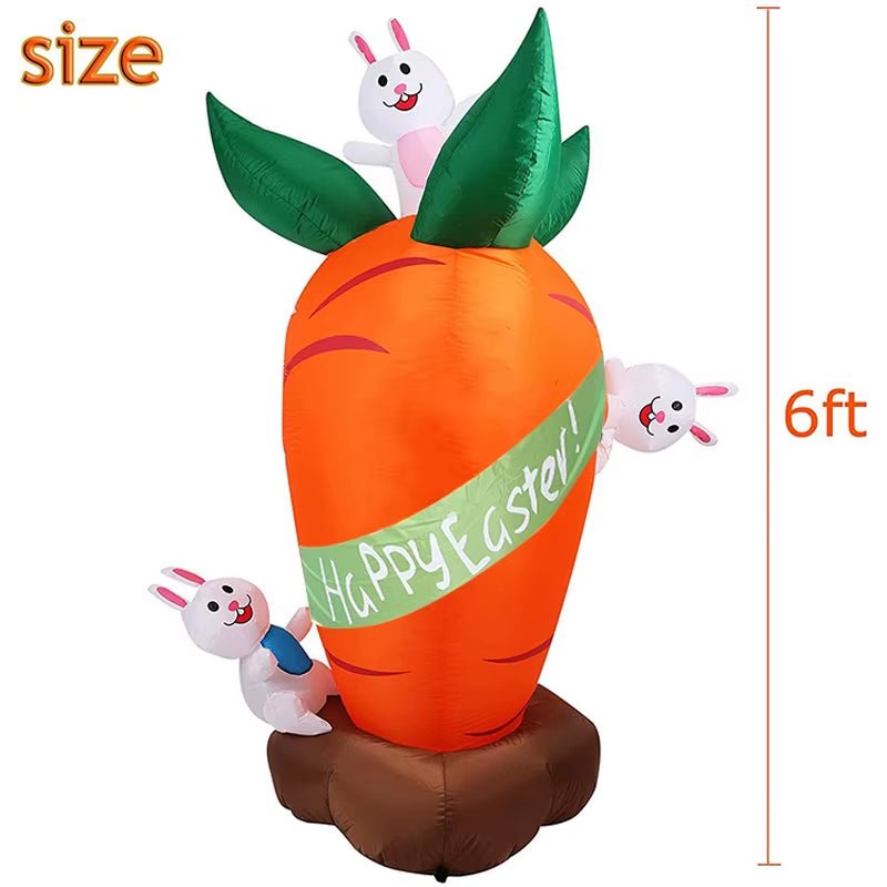 Easter Inflatables Decoration 6 FT Inflatable Easter Carrot & Bunny with Build - In LED Light for Easter Party Indoor Outdoor Toys - FLUFFI