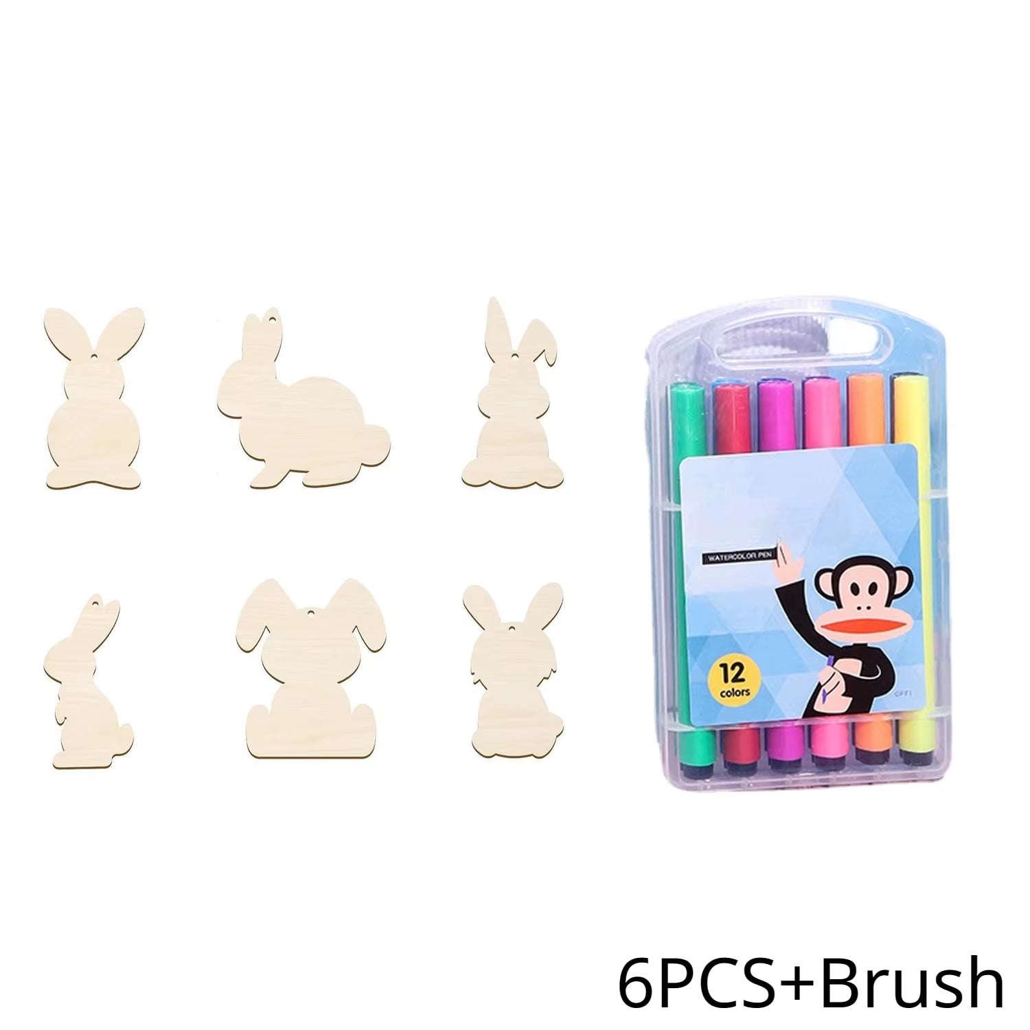Easter Wooden Bunny Cutouts Unfinished Wood Slices Rabbit Blank Hanging Ornaments with Ropes for Easter - FLUFFI