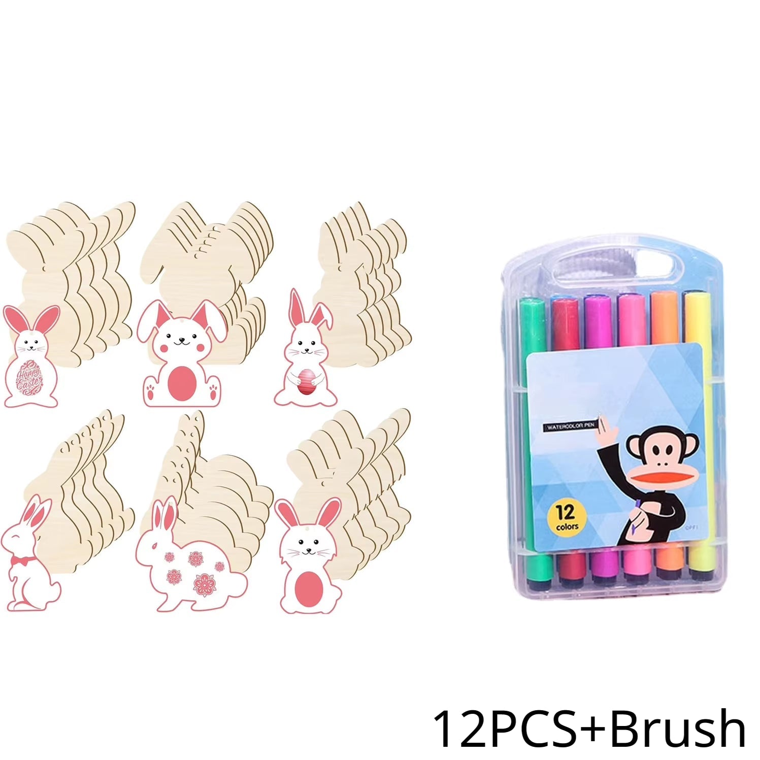 Easter Wooden Bunny Cutouts Unfinished Wood Slices Rabbit Blank Hanging Ornaments with Ropes for Easter - FLUFFI