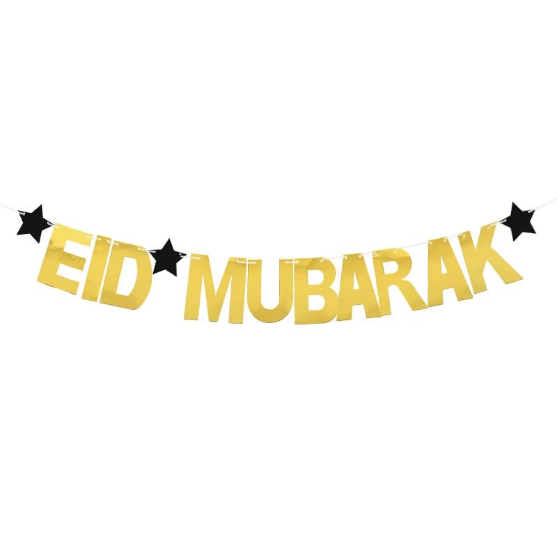 EID Mubarak Banner - Ramadan |Hanging Star x Moon x Lamp Garlands (13Ft) - FLUFFI