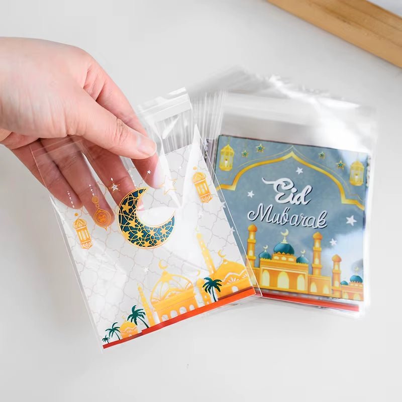 Eid Mubarak Candy Cookie Bag Plastic Moon Star Gift Baking Packing Bags 2025 Muslim Islamic Party Supplies Ramadan Kareem - FLUFFI