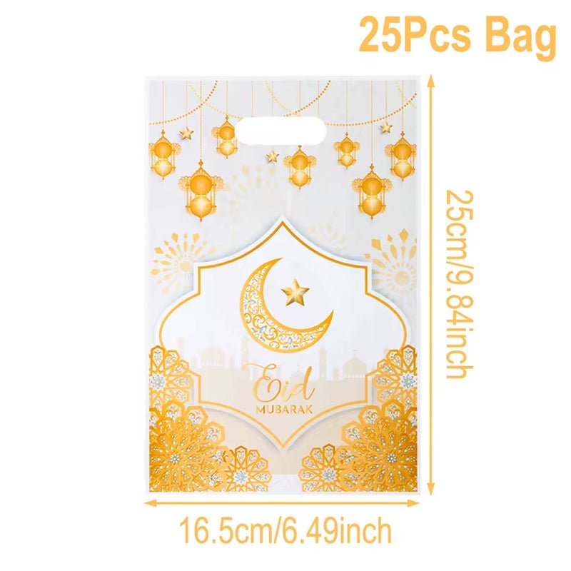 Eid Mubarak Gift Bags Plastic Candy Cookie Bag Ramadan Decoration 2025 for Home Islamic Muslim Party Supplies Eid Gifts - FLUFFI