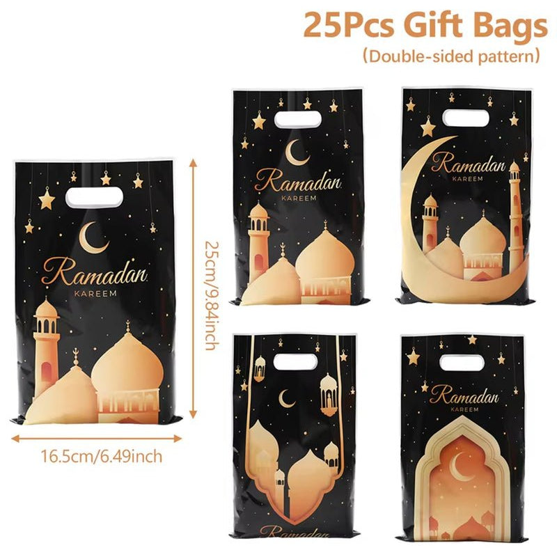 Eid Mubarak Gift Bags Plastic Candy Cookie Bag Ramadan Decoration 2025 for Home Islamic Muslim Party Supplies Eid Gifts - FLUFFI
