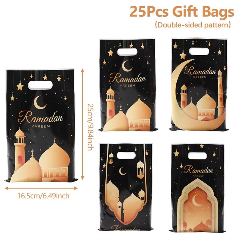 Eid Mubarak Gift Bags Plastic Candy Cookie Bag Ramadan Decoration 2025 for Home Islamic Muslim Party Supplies Eid Gifts - FLUFFI