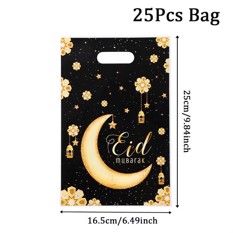 Eid Mubarak Gift Bags Plastic Candy Cookie Bag Ramadan Decoration 2025 for Home Islamic Muslim Party Supplies Eid Gifts - FLUFFI