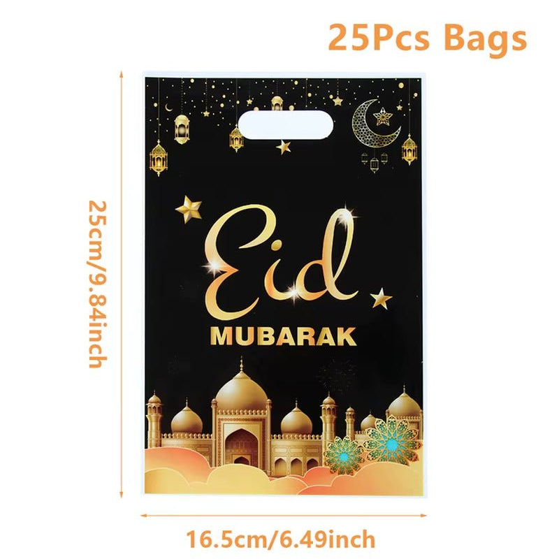 Eid Mubarak Gift Bags Plastic Candy Cookie Bag Ramadan Decoration 2025 for Home Islamic Muslim Party Supplies Eid Gifts - FLUFFI